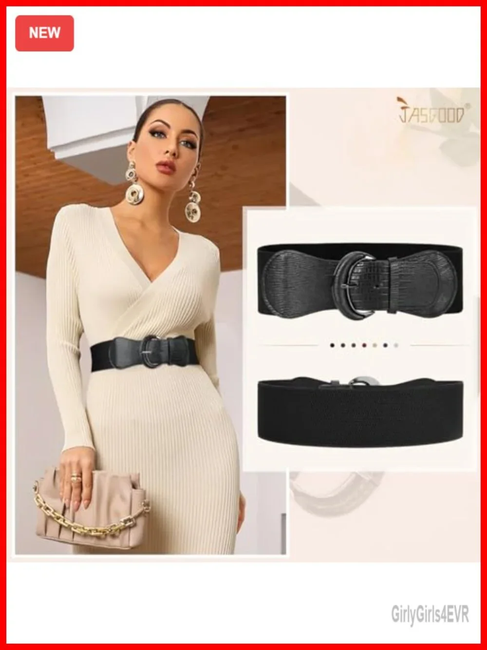 Stretchy Wide Waist Belt for Women Faux Leather Vintage Alloy Buckle